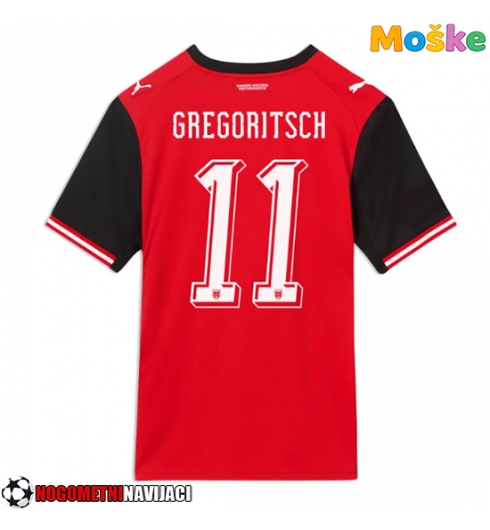 Moške Nogometnih dresov Avstrija Michael Gregoritsch #11 Domači SP 2026 Kratki rokavi Moške Nogometnih dresov Avstrija Michael Gregoritsch #11 Domači SP 2026 Kratki rokavi
